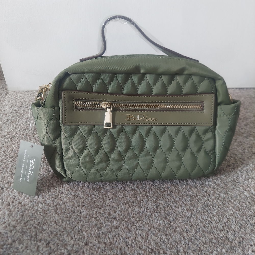 Green Crossbody Bag with MOLLE Webbing Durable Nylon